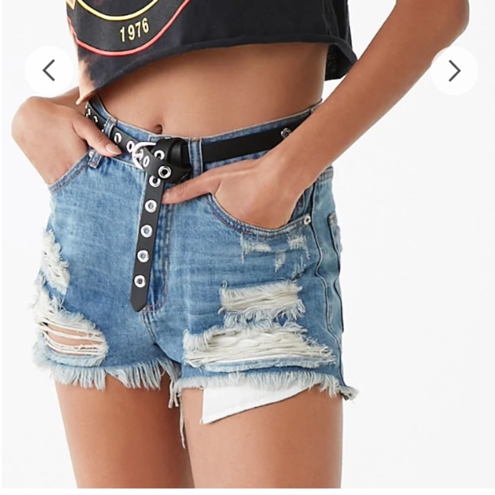 Distressed jean shorts